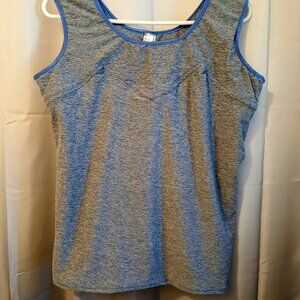 Nwt Scoop neck Athletic Tank top womens L Blue static print Stretch workout wear